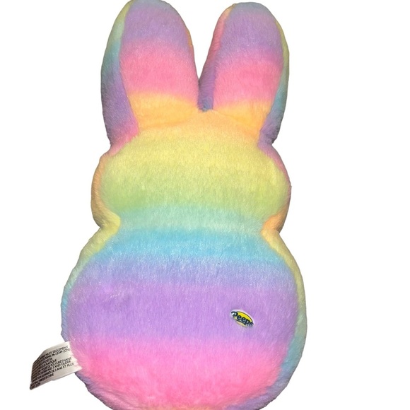 Peeps easter large bunny rainbow pastel rabbit plush 17” multicolor stuffed - Picture 2 of 4